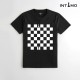 تيشيرت رجالي تصميم رقعة شطرنج لون أسود