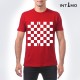 تيشيرت رجالي تصميم رقعة شطرنج لون أحمر