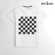 تيشيرت رجالي تصميم رقعة شطرنج لون أبيض