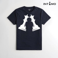 تيشيرت رجالي تصميم قطع شطرنج لون كحلي