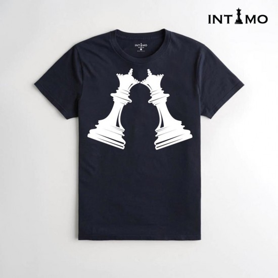 تيشيرت رجالي تصميم قطع شطرنج لون كحلي