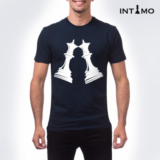 تيشيرت رجالي تصميم قطع شطرنج لون كحلي