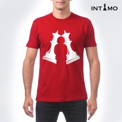 تيشيرت رجالي تصميم قطع شطرنج لون أحمر
