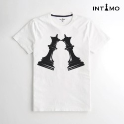 تيشيرت رجالي تصميم قطع شطرنج لون أبيض