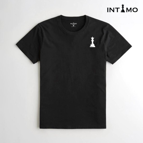 تيشيرت رجالي تصميم كلاسيك مع طباعة من الخلف - أسود