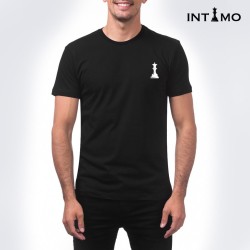 تيشيرت رجالي تصميم كلاسيك مع طباعة من الخلف - أسود