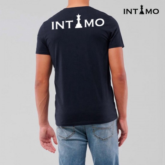 تيشيرت رجالي تصميم كلاسيك مع طباعة من الخلف - كحلي