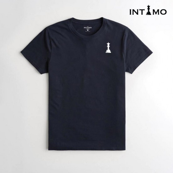 تيشيرت رجالي تصميم كلاسيك مع طباعة من الخلف - كحلي