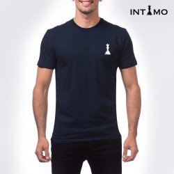 تيشيرت رجالي تصميم كلاسيك مع طباعة من الخلف - كحلي