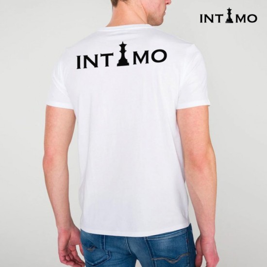 تيشيرت رجالي تصميم كلاسيك مع طباعة من الخلف - أبيض