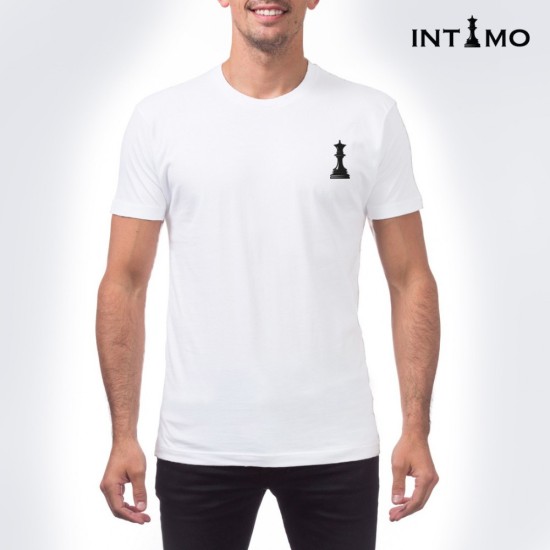 تيشيرت رجالي تصميم كلاسيك مع طباعة من الخلف - أبيض