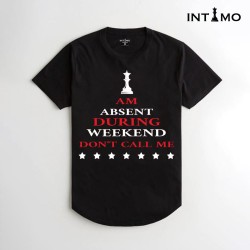 تيشيرت رجالي تصميم دائري الأطراف - أسود