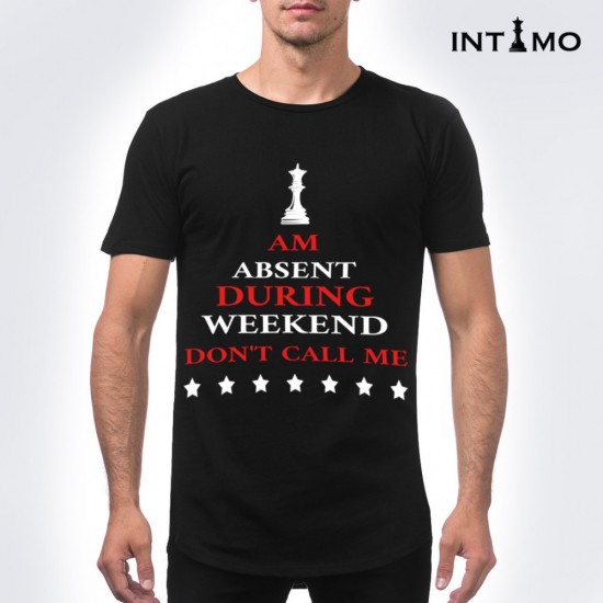 تيشيرت رجالي تصميم دائري الأطراف - أسود