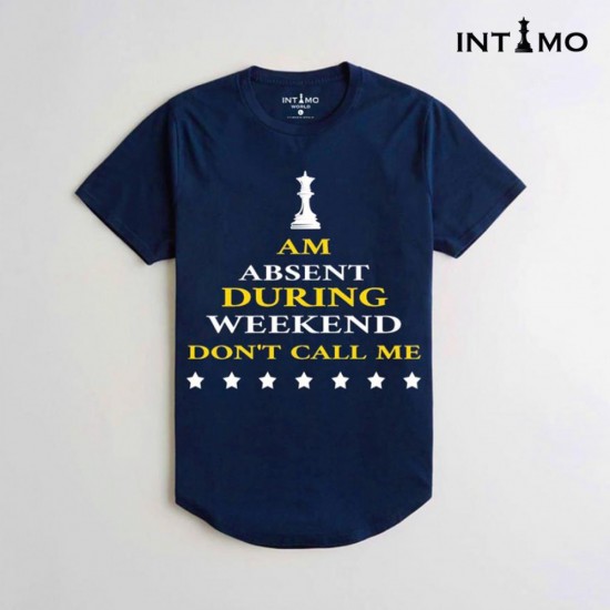 تيشيرت رجالي تصميم دائري الأطراف - كحلي