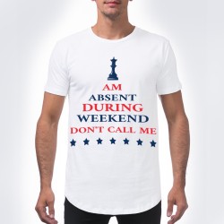 تيشيرت رجالي تصميم دائري الأطراف - أبيض