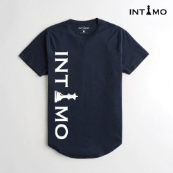 تيشيرت رجالي تصميم دائري الأطراف طباعة جانبية - كحلي