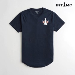 تيشيرت رجالي تصميم دائري الأطراف طباعة من الخلف - كحلي